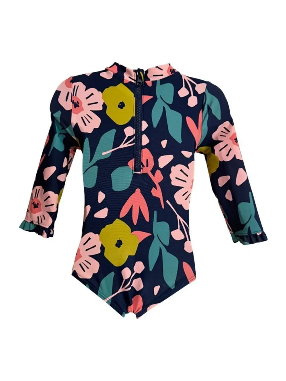Simple Joys by Carter's Blue Pink Floral Long Sleeve One Piece Swimsuit Size 6-9